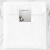 Sticker Carré Looking Up Cat -5 | Personalized Custom Text (Sac)