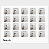 Sticker Carré Looking Up Cat -6 | Personalized Custom Text (Feuille)