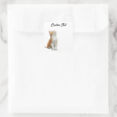 Sticker Carré Looking Up Cat | Personalized Custom Text (Sac)