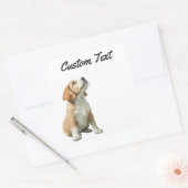 Sticker Carré Looking Up Puppy-2 | Personalized Custom Text (Enveloppe)