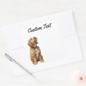 Sticker Carré Looking Up Puppy-3 | Personalized Custom Text (Enveloppe)