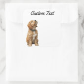 Sticker Carré Looking Up Puppy-3 | Personalized Custom Text (Sac)