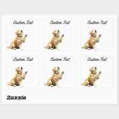 Sticker Carré Looking Up Puppy-4 | Personalized Custom Text (Feuille)