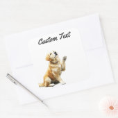 Sticker Carré Looking Up Puppy-4 | Personalized Custom Text (Enveloppe)
