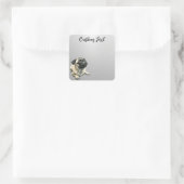 Sticker Carré Looking Up Puppy-5 | Personalized Custom Text (Sac)
