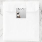 Sticker Carré Looking Up Puppy-6 | Personalized Custom Text (Sac)