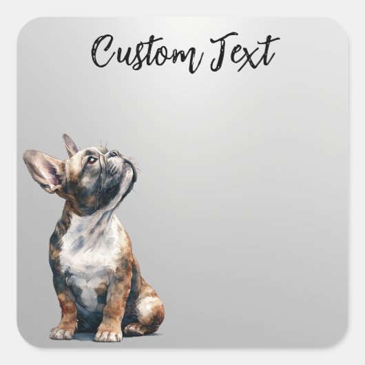 Sticker Carré Looking Up Puppy-6 | Personalized Custom Text (Devant)
