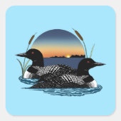 Sticker Carré Loon Couple coucher de soleil bleu (Devant)