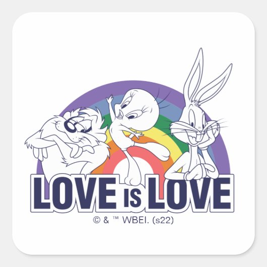 Sticker Carré LOONEY TUNES™ - Love Is Love (Devant)