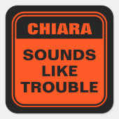 Sticker Carré L'orange drôle sonne comme un signe de prudence (Devant)