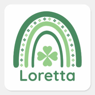 Sticker Carré Loretta Nom Clover Boho Rainbow
