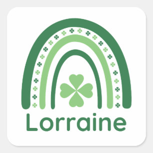 Sticker Carré Lorraine Nom Clover Boho Rainbow