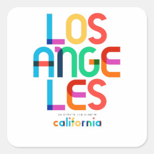 Sticker Carré Los Angeles California Mid Century, Pop Art,