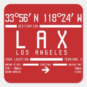 Sticker Carré Los Angeles LAX International Airport Code IATA