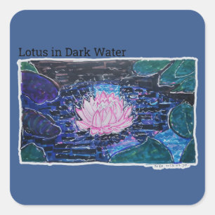 Sticker Carré Lotus dans l'eau sombre