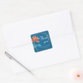 Sticker Carré Lotus Flower Orange & Merci Mariage bleu (Enveloppe)