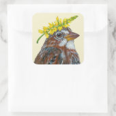 Sticker Carré Lou l'autocollant de moineau renard (Sac)