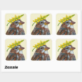 Sticker Carré Lou l'autocollant de moineau renard (Feuille)