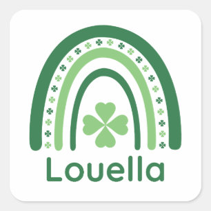 Sticker Carré Louella Nom Clover Bohème Arc-en-ciel