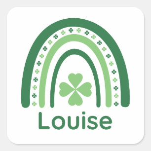 Sticker Carré Louise Nom Clover Boho Arc-en-ciel