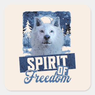 Sticker Carré Loup Arctique Esprit de liberté Création faunique