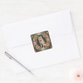 Sticker Carré Loup Cottagecore (Enveloppe)