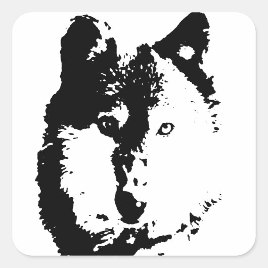 Sticker Carré Loup d'art pop (Devant)