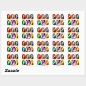 Sticker Carré Loup d'art pop (Feuille)