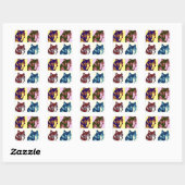 Sticker Carré Loup d'art pop (Feuille)