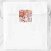 Sticker Carré Loup de Cuisine de trois petits cochons, conte Vin (Sac)