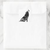 Sticker Carré Loup de Howling blanc noir (Sac)