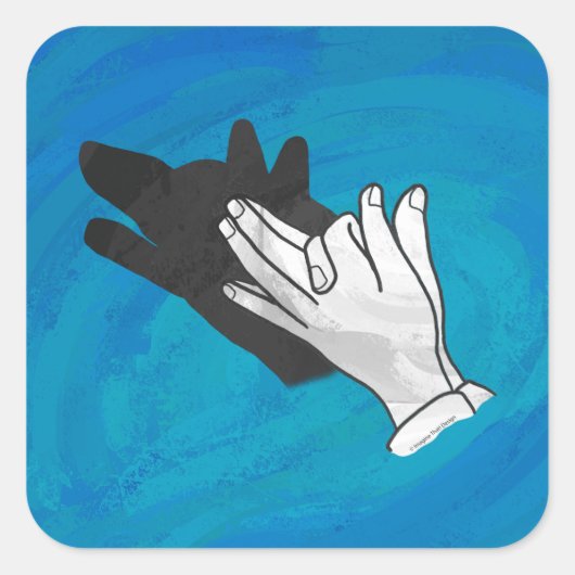 Sticker Carré Loup en bleu (Devant)