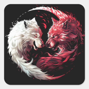 Sticker Carré Loup fantôme lumière ombre Animal Fantastique