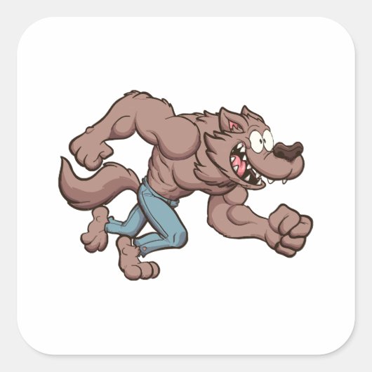 Sticker Carré Loup-garou courant (Devant)