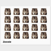 Sticker Carré Loup gris (Feuille)