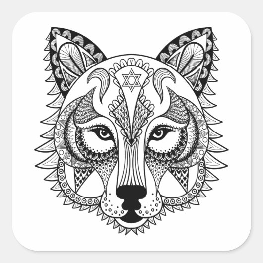 Sticker Carré Loup inspiré (Devant)