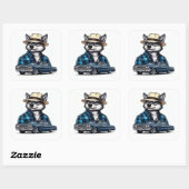 Sticker Carré Loup Lowrider (Feuille)
