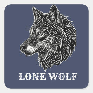 STICKER CARRÉ LOUP SOLITAIRE