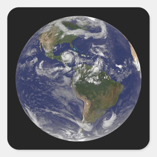 Sticker Carré L'ouragan Dean approche la péninsule du Yucatan (Devant)