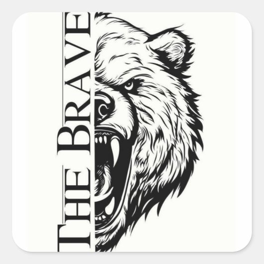 Sticker Carré L'Ours Brave (Devant)
