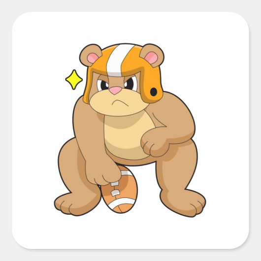 Sticker Carré L'ours dans les sports de football (Devant)