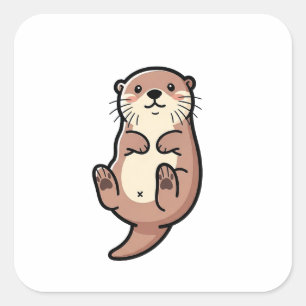Sticker Carré Loutre mignonne moderne – Illustration d'animal jo