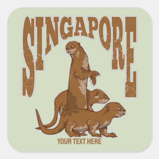 Sticker Carré Loutres de mer Singapour (Devant)