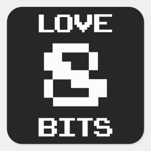 Sticker Carré Love 8 bits (Devant)