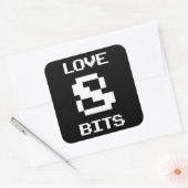 Sticker Carré Love 8 bits (Enveloppe)