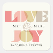 Sticker Carré Love And Jove Clear Geo Typography Mariage de vaca (Devant)