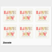 Sticker Carré Love And Jove Clear Geo Typography Mariage de vaca (Feuille)