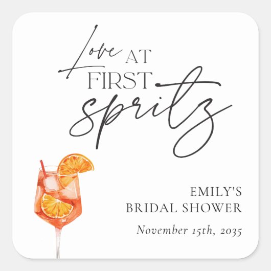 Sticker Carré Love at First Spritz Bridal Shower (Devant)