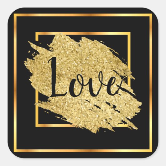 Sticker Carré Love Black Gold Royal Design (Devant)