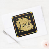 Sticker Carré Love Black Gold Royal Design (Enveloppe)